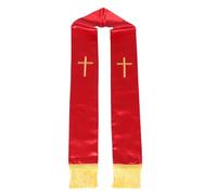Toyvian Estola Reversible Bordada con Cruz Roja de 135 Cm con Borlas para Pastor y Sacerdote en Bodas y Ceremonias Religiosas, Accesorio Clásico para Clérigos Hombres y Mujeres