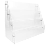 Toyvian Expositor Transparente de Acrílico de 4 Niveles para Tarjetas Postales y Felicitación, Organizador Escalonado Multifuncional Resistente para Esmaltes de Uñas y Aceites Esenciales,