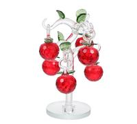 Toyvian Figura de Árbol de Manzanas de Cristal Rojo Diseño Artístico, Superficie Plana y Base Estable para Decoración de Escritorio Hogar