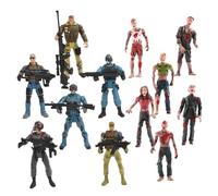 Toyvian Figuras de Acción Militares Articuladas y Muñecos Zombi 10 Cm para Niños, Set de 12 Unidades 6 Zombis y 6 Mercenarios, Juguetes de Plástico Flexibles para Juego y Estilo Aleatorio