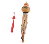 Toyvian Flauta Hulusi Hecha a Mano De Bambú Natural, Instrumento Musical Étnico Clave c Lengüeta De Aleación, Calabaza Tallada y Tono Suave Para Principiantes Amantes Música