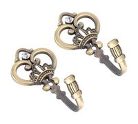 Toyvian Gancho de Pared para Cortinas de Zinc Diseño Pequeña Forma de Emblema, Acabado Verde Antiguo, 1 Par, Gancho Multifuncional para Colgar Ropa y Toallas, Soporte Decorativo para