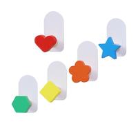 Toyvian Ganchos Adhesivos para Ropa Infantiles, 5 Unidades, Gancho de Pared sin Perforación, Coloridos de Hierro y Madera, Perchero Práctico para Cocina, Baño y Estilo Aleatorio