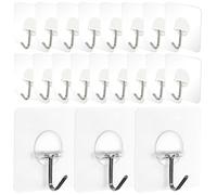 Toyvian Ganchos Adhesivos Transparentes 20 Unidades 6x6 Cm, Resistentes y Reutilizables, sin Taladro ni Rastro, para Colgar Ropa, Toallas y Accesorios en Cocina, Baño y Hogar