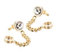 Toyvian Gemelos Dorados de Cristal Redondos para Camisa 1 Par Accesorios Masculinos para Fiestas y Eventos Formales Tachuelas Elegantes para Puños de Hombre