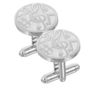 Toyvian Gemelos para Aficionados la Música, Gemelos de Camisa Nota Musical Redonda, Aleación Plata, Decorativos, Elegantes, para Músicos, Conciertos y Ocasiones שונות