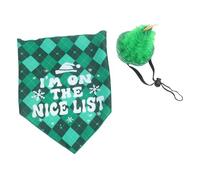 Toyvian Gorro De Papá Noel para Mascotas Pañuelo Navideño Conjunto De Disfraz para Perros Bufanda Triangular para Mascotas De Color Verde Cuadros