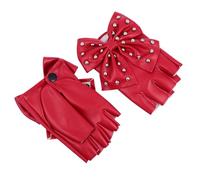 Toyvian Guantes para Mujer Lazo y Remaches, Diseño Retro de Medio Dedo para Bailes y Eventos Navideños, Cómodos y Transpirables para Cantar y Actuar