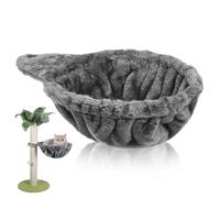 Toyvian Hamaca para Árbol de Gatos 30 Cm Gris, Cesta Colgante Profunda de Pelusa Anillo de Acero, Accesorio Duradero para Cama y Nido Cómodo de Mascotas Domésticas