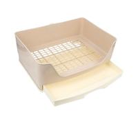 Toyvian Inodoro de Entrenamiento para Conejos Base Filtrante y Cajón | Caja Esquinera de Plástico Beige, Rejilla Desmontable y Bordes Redondeados, para Viaje y Rincón