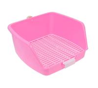 Toyvian Inodoro para Pequeños Animales Base Filtrante y Rejilla Desmontable | Plástico Ligero, Protector Trasero Antisalpicaduras, Colocación en Esquina, para Conejos y Hurones