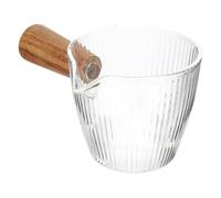 Toyvian Jarra de Crema de Vidrio 100 Ml Mango de Madera de Acacia Jarra de Leche Multifunción Transparente para Café y Cocina Compacta Práctica para Servir Jarabe y Leche