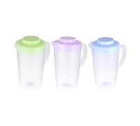 Toyvian Jarra de Plástico de 2l para Agua y Jugos Tapa, Mango Curvado Cómodo y Estructura Razonable, Juego de 3 Piezas para Refrigerador y Uso Diario