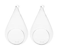 Toyvian Jarrón de Cristal Colgante 2 Piezas 9x12 Cm Transparente para Terrario Colgante Decoración Hogar Oficina Vaso para Flores Pequeñas Estilo Aleatorio