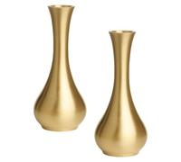 Toyvian - Juego de 2 mini jarrones de latón dorado para flores simples, decoración de oficina, elegante, fácil de arreglar, adorno vintage para estante o mesa