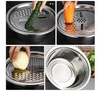 Toyvian Juego de 2 Piezas Rallador y Lavabo de Acero Inoxidable de 26 Cm, Herramienta Multifuncional de Corte y Drenaje para Frutas y Verduras en Cocina Doméstica y Profesional