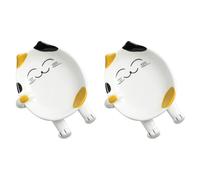 Toyvian Juego de 2 Soportes de Cerámica Diseño de Gato para Utensilios de Cocina, Práctico Portacucharas y Reposa Varillas para Mantener Limpia la Encimera Color Aleatorio