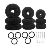 Toyvian Juego de 3 Sets de Accesorios para Pelo Bandas Elásticas Negras, Horquillas en Forma Herramientas de Plástico para Peinados Rápidos y Moños en Banquetes