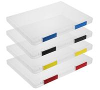 Toyvian Juego de 4 Cajas Archivadoras de Plástico Transparente para Oficina Cierre Seguro, Organizador de Escritorio Adecuado para Contratos y Recetas Color Aleatorio