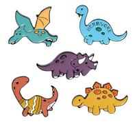 Toyvian Juego De 5 Broches De Dinosaurios Esmaltados, Pins Decorativos Para Ropa y Mochilas, Accesorios Para Mujer y Niñas, Diseño De Pterosaurio y Triceratops, Tamaño Pequeño