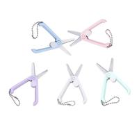 Toyvian Juego de 5 Tijeras Portátiles de Seguridad Mini para Manualidades y Costura Tijeras Pequeñas Plegables de Acero Inoxidable Colores Surtidos Rosa Verde Azul Morado Gris