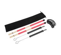 Toyvian Juego De Accesorios Para 4 Piezas Con Baquetas De Bambú, Cencerro, Escobillas Metálicas y Bolsa De Tela, Set Multifuncional Para Batería y Estudiantes