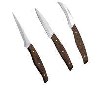 Toyvian Juego de Cortadores de Frutas para Tallar 3 Piezas Acero Inoxidable y Madera Cuchillos para Trinchar y Decorar Frutas Utensilios de Cocina y Verduras