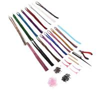 Toyvian Juego de Extensiones de Cabello de Oropel 93 CM 17 Colores Brillantes 5400 Mechones Resistentes al Calor Kit 8 Herramientas y Manual para Peinados de Fiesta y Festivales