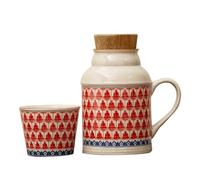 Toyvian Juego de Jarra de Cerámica Vintage con Tapa de Corcho y Taza Apilable, Capacidad Grande, para Té y Café en Hogar y Oficina, Contenedor de Agua y Jugo, Vajilla de Té Portátil