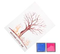 Toyvian Juego de Libro de Visitas para Revelación de Género Póster y Árbol de Huellas Dactilares, Kit Completo para Fiesta de Shower, Decoración Interactiva Azul y Rosa Tinta y Adhesivos