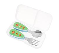 Toyvian Juego de Tenedor Y Cuchara para Bebé de Diseño Ergonómico de Acero Inoxidable con Mango Corto Utensilios para Comer para Bebés Que Aprenden a Comer de Forma Independiente