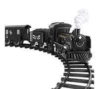 Toyvian Juego de tren eléctrico para niños - Tren modelo a batería con motor de locomotora de vapor de sonidos y luces, coches de carga y pistas, juegos de tren de Navidad para debajo del árbol