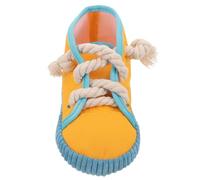 Toyvian Juguete Chirriante para Perros Forma de Zapato Juguete Masticable de Algodón Cuerda Color Amarillo Adecuado para Perros Pequeños Medianos y Cachorros Interactivo para Limpieza