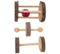 Toyvian Juguete de Madera para Hámster Rueda y Campana, para Morder | Madera de Manzana, Dentición y Alivio del Estrés, para Mascotas Pequeñas