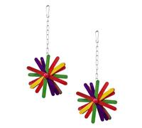 Toyvian Juguete para Morder Pájaros de Madera Cuerda Sintética Decorativa, 2 Piezas para Loros y Periquitos Que Mantiene Ocupadas Aves