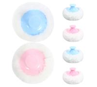 Toyvian Kit de 6 Borlas de Talco para Ñiño, Mini Aplicadores Suaves de Felpa, Color Azul Claro y Rosa, Tamaño Compacto para Cuidado Infantil en Casa y Viaje, Borlas Cosméticas para Polvos