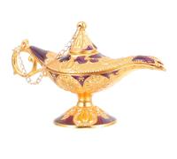 Toyvian Lámpara de Aceite Decorativa Vintage Aladino Diseño Antiguo y Grabados Intrincados, Lámpara de Mesa para Decoración del Hogar y Escritorio, Decoración Clásica Morada