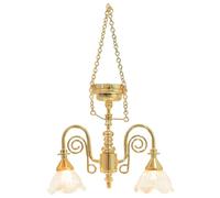 Toyvian Lámpara de Techo en Miniatura para Casa de Muñecas: Lámpara de Techo a Escala 1/12 de Metal, Elegante Colgante de Trabajo con Cadenas Colgantes, Accesorios de Lujo para Casa de Muñecas.