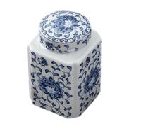 Toyvian Lata de Té de Cerámica Azul y Blanca Estilo Vintage 200Ml Tapa Hermética para Almacenamiento de Té a Granel Frutos Secos y Cocina Organizada