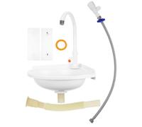 Toyvian Lavabo de Esquina para Baño, Lavabo Pequeño de Pared Triangular Blanco, Plástico y Acero Inoxidable, para Baños Pequeños, Apartamentos, Balcones y Lavaderos
