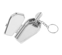 Toyvian Llavero Cenicero Portátil de Hojalata Tapa en Forma de Ataúd, Mini Caja de Almacenamiento Decorativa para Viajes y Exteriores, Diseño Compacto y Resistente, Accesorio Funcional