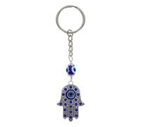 Toyvian Llavero Decorativo con Ojo Turco Azul y Mano Hamsa Colgante Metálico con Incrustaciones de Diamantes para Bolso y Mochila Amuleto Protector y Ornamental Elegante