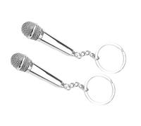 Toyvian Llavero Metálico para Bolso Colgante de Micrófono Plateado Pack de 2 Unidades Accesorio Creativo para Decoración de Llaves y Bolsos Festivales y Uso Diario