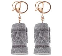Toyvian Llavero Moái 2 Piezas de Resina y Metal, Colgante para Bolso y Mochila, Diseño Estatua de Piedra Rapa Nui, Accesorio Decorativo Duradero para Mujer y Hombre, Obsequio Original