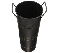 Toyvian Maceta de Hierro Vintage Negra y Dorada con Asa Cubo Decorativo para Arreglo Floral Jarrón Metálico para Mesa y Jardín Florero Doméstico Compacto y Fácil de Mover