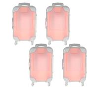 Toyvian Maletín Mini Trolley para Maquillaje de Viaje 4 Piezas, Caja de Almacenamiento Abs Rosa Multifuncional y Fácil de Transportar para Viajes y Negocios