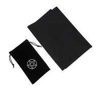 Toyvian Mantel de Pentáculo para Cartas del Tarot 2 Piezas Mantel Antideslizante 500x500 Mm y Bolsa de Tela Negra 100x180 Mm para Almacenamiento Portátil Adivinación Esotérica y Uso