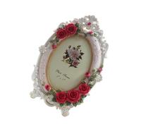Toyvian Marco de Fotos de Resina Ovalado Estilo Europeo Retro de 6 Pulgadas Adorno de Rosa para Colgar en Pared, Decoración Elegante para Dormitorio y Sala de Estar