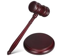 Toyvian Martillo de Juez y Uso Versátil Símbolo de Autoridad Tradicional de Madera Marrón Bloque para Subasta y Sala de Justicia en Tribunales y Decoraciones