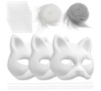 Toyvian Máscaras Gato para Decorar, Pack de 3 Base de Papel Maché con Malla en los Ojos Máscara DIY para Pintar Manualidades Cosplay